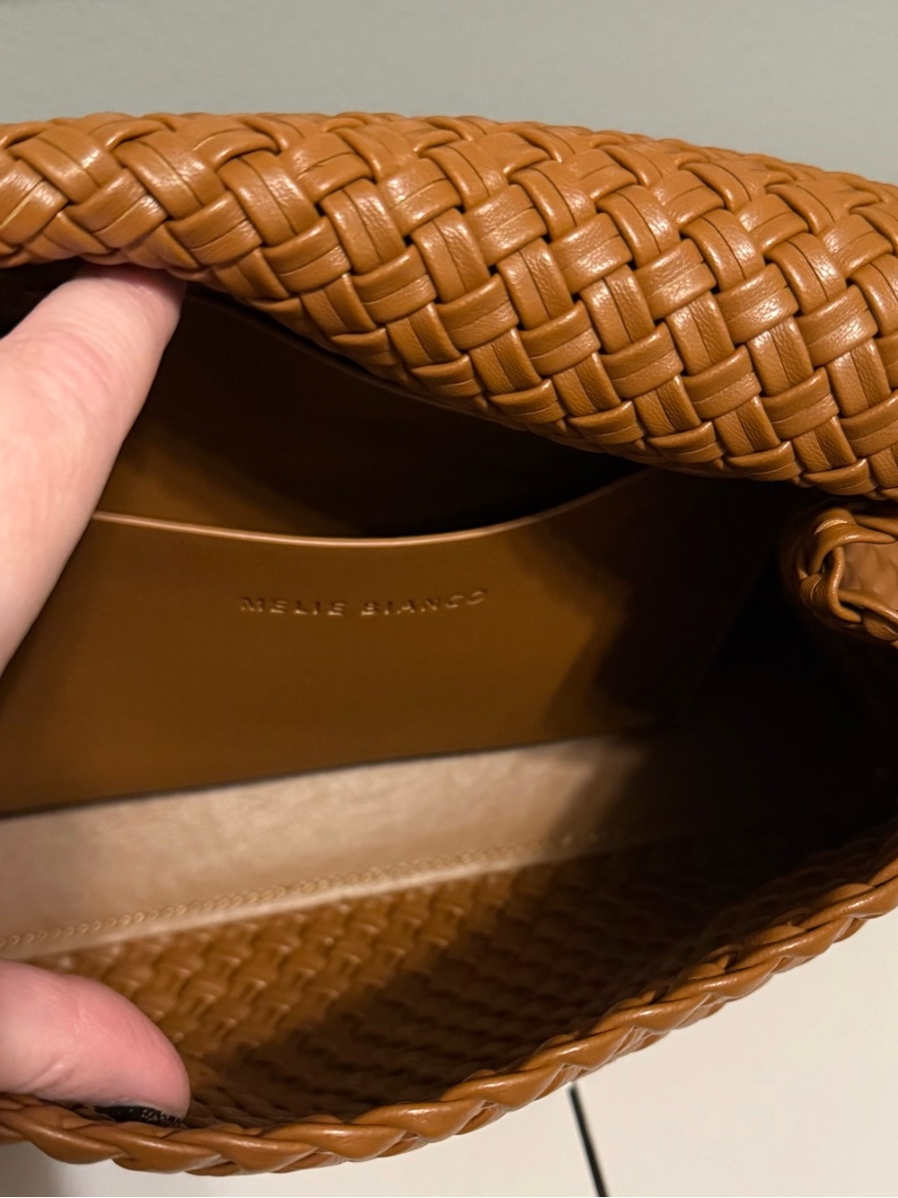 Melie Bianco Natalia Woven Shoulder Bag in Saddle - Picture 6 of 12